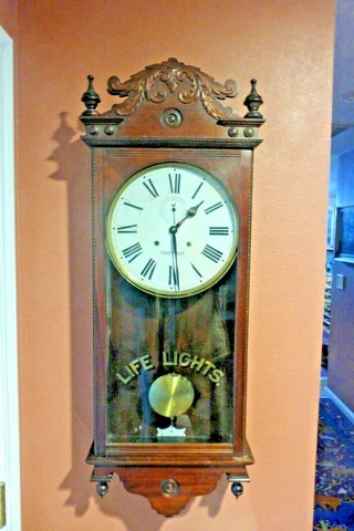 Antique Waterbury Large Wall Regulator,30 Day, 'Fostoria' ,Mahogany Cover
