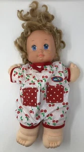 Vintage Mattel Magic Nursery Sandy Blonde Blue Eyed Baby Doll Cherry Romper 1989 - Picture 1 of 6