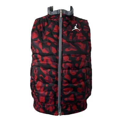 Jordan Boy’s Size Medium Puffer Vest Jacket Red Camouflage and Grey Reversible - Image 1 of 4