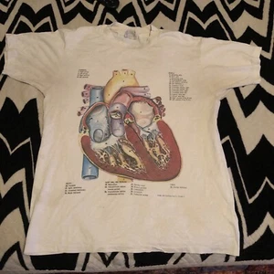 Vtg Anatomical Chart T-shirt Heart 80s Single Stitch Kurt Cobain - Picture 1 of 15