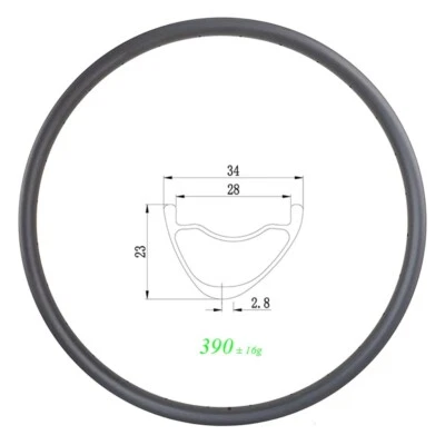 Cubierta asimétrica de llanta de carbono 29er MTB XC AM sin cámara 34 mm de ancho 23 mm de profundidad Foto 1 de 4