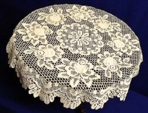 Heritage Lace Table Topper Tablecloth Alpine Rose 30" Round Ecru Bedroom - Picture 1 of 3