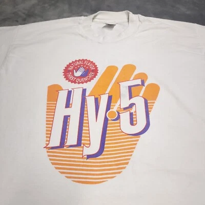 Vtg 90s HY-5 Thirst Quencher L Single Stitch HY 5 White Distressed Made USA - Image 1 of 4