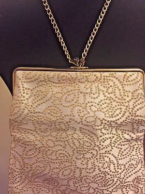 Bolso de Noche Ingber Raro Dorado Bordado Vintage con Correa de Muñeca de Cadena Foto 1 de 4