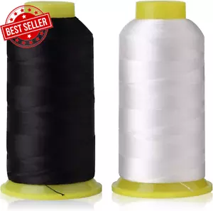 T70 69 Bonded Nylon Sewing Thread - 1500 Yard Spool -(White+Black) 2PCS - Picture 1 of 12