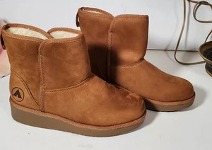 AIRWALK Womens Size 6 Cognac Brown Suede Faux Fur Lined Boots - Picture 1 of 3