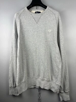 Pulôver moletom Fred Perry masculino algodão cinza básico gola redonda tamanho M - Imagem 1 de 4