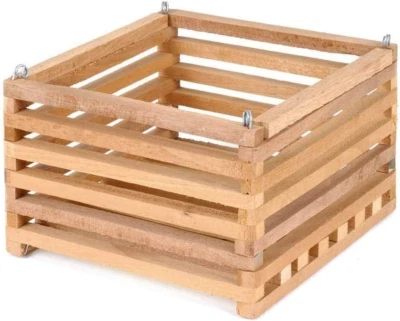 6 Inch Square Wooden Hanging Orchid Basket - Image 1 of 4