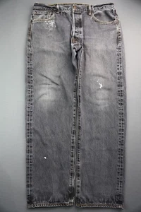Jeans Uomo 2014 Levi's Button Fly 501 Dritto Grigio Invecchiato Tg 36x32 (35x30) - Foto 1 di 12
