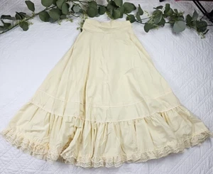 Vintage 70er Jahre cremefarben Prärie Rock Gunne Sax inspiriert Midi Spitzenkleid Größe 27" - Bild 1 von 10