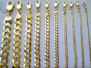 2mm - 9.5mm SOLID 14K GOLD MEN'S WOMEN'S CUBAN LINK CHAIN NECKLACE 16" TO 30"