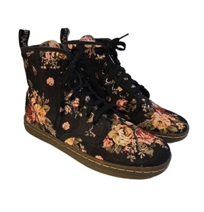 Dr. Martens Damen schwarz Blumen Shoreditch High-Top Sneakers Stiefel Canvas Größe 7 - Bild 1 von 12