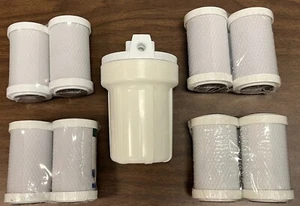 NEW 1/4 Compact 5" Water Filter Housing + 8 Filters for Boat, RV, marine, camper - Picture 1 of 4