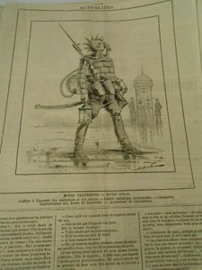 Caricature 1883 - Modes Parisiennes Hiver Paletot Métallique Invulnérable - Picture 1 of 1