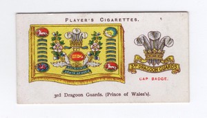 Players Drum Banners & Cap Badges 1924 #06 3rd Dragoon Guards Prince of Wales's