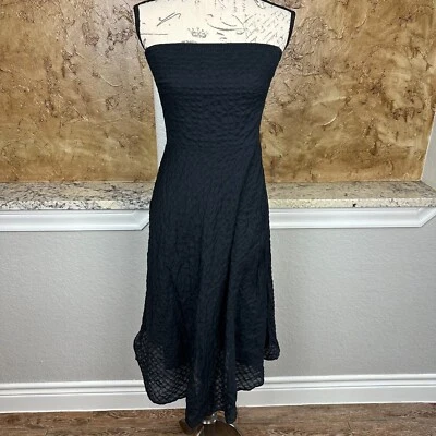 J Crew Dress Women's 4 Midi Strapless Asymmetrical Black Cottagecore Boho - Image 1 of 4