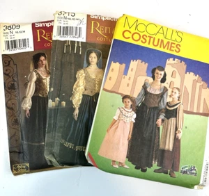 Sewing Patterns Renaissance Costume Collection Lot of 3 Simplicity McCalls Uncut - Picture 1 of 7