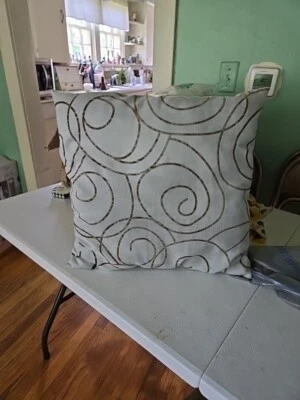 灰色蓝色微拉丝枕头几何设计 18 X 18  — 第 1/4 张图片