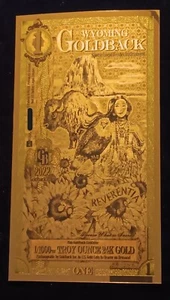 1 Wyoming BU Goldback Aurum Gold Foil Note 1/1000 oz 24KT .999 *First Year 2022* - Picture 1 of 4