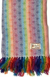 Alpaca Scarf Shawl Pashmina Fringe Rainbow Peru Fringe Trim Large Soft - Picture 1 of 6