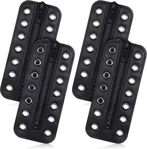 2 pares de cordones de botas de cuero PU sin ataduras con cremallera 7 ojales - Imagen 1 de 3
