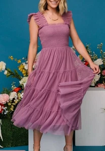 Baltic Born Emma Smocked Tulle Dress- Tiered Orchid SZ M Medium NWT Bridgerton - Picture 1 of 12