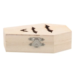 Halloween Candy Wrapping Box Halloween Coffin Box Small Wooden Box for Gift - Picture 1 of 12