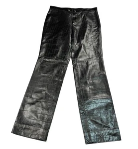 Pantalones Ralph Lauren Etiqueta Negra Cuero Suave Estampado Exótico Para Mujer Talla 12, 32W - Imagen 1 de 23