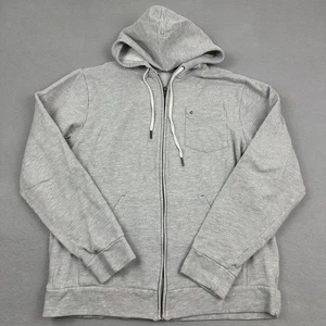 Criquet Hoodie Herren Medium grau meliert durchgehender Reißverschluss Taschen Logo Strick Baumwolle M - Bild 1 von 10