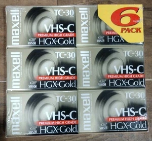 Maxwell TC-30 VHS-C Premium High Grade HGX-Gold 6 Pack Camcorder Tapes Sealed - Picture 1 of 2