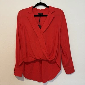 Rag & Bone Red V Neck Long Sleeve Blouse Size XS - Picture 1 of 9