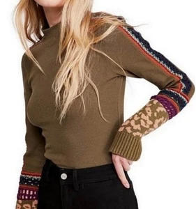 Top Térmico Puño Tejido Free People Switch It Up M Crochet Boho Festival Oliva - Imagen 1 de 14