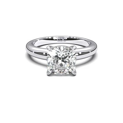 Platinum Plated Sterling Silver Engagement Ring With 3 CTW Cushion CZ - Size 8.5 - Image 1 of 4
