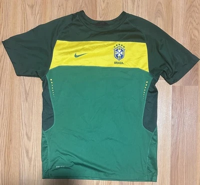 Nike Men's Dri-Fit Brazil Soccer Training Jersey Size Large Young Fits Small - Image 1 of 3