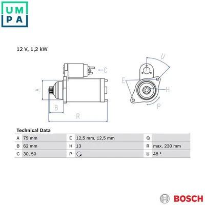 STARTER 0 986 029 120 FOR SKODA KAMIQ KAROQ OCTAVIA/III/Combi SUPERB FABIA  VW - Image 1 of 4