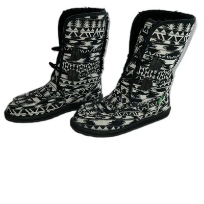 SANUK Horizon Azteca Negro/Blanco Acera Surfista Botas Yoga Mat Suela Talla 6 Foto 1 de 4