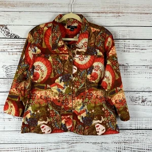 EUC Kaktus Button Up Jacket Abstract Portrait Picasso Faces Art Print Size XL - Picture 1 of 8