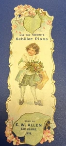 Marcador victoriano piano Schiller E.W. Allen Eau Claire Wisconsin - Imagen 1 de 2