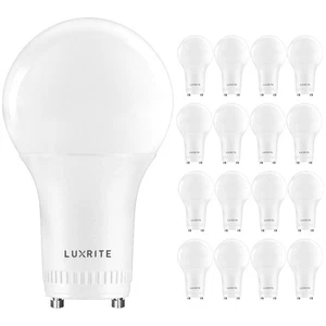 Luxrite GU24 LED A19 Light Bulb 60W Replacement Dimmable 2700K UL Listed 16-PK - Picture 1 of 8