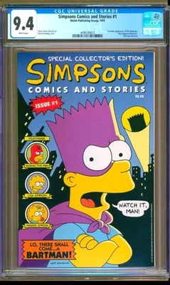 Simpsons Comics and Stories #1 Cgc 9.4 white p- Includes Poster - 1993 KEY ISSUE - Image 1 of 2