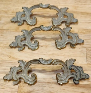 3 Handle Pull French Country Provincial Hardware Replacement Drawer Keller Brass - Picture 1 of 10