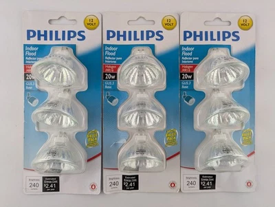 9 Bulb Lot - Philips 20W Indoor Flood Light Reflector - MR16 GU5.3 Base - Image 1 of 4
