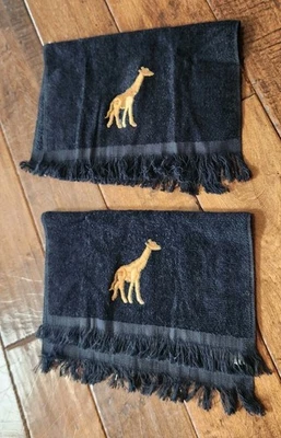 Avanti Vintage Safari Animal Embroidered, Fringe Edge Black & Gold  NEW lot 2 Foto 1 de 4