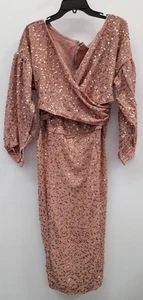 Boohoo Women's Bridesmaid Sequin Off Shoulder Blush Size 12 Dress - Picture 1 of 4