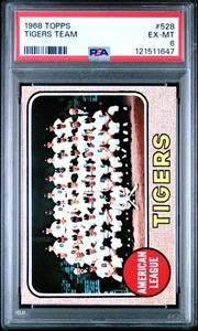 1968 Topps #528 Tigers Team - PSA 6 - Excellent - Mint - Picture 1 of 2