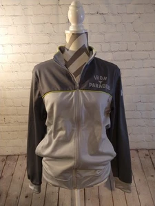EUC men's UNDER ARMOUR / IRON PARADISE zip front gray track jacket - SIZE SMALL - Picture 1 of 13