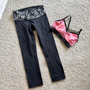 2er Set LULULEMON Damen Sport BH & Wunder Under Crop Leggings Gym Yoga Gr. 2 - Bild 1 von 8