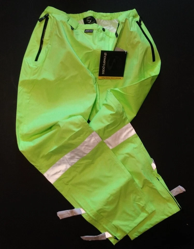 Pantalones visibles Showers Pass Club para mujer verde amarillo reflectantes impermeables talla XL Foto 1 de 4