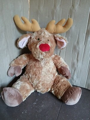 Bear Factory Brown Moose Christmas Reindeer Soft Plush Toy 12"~13" A207 - Image 1 of 4