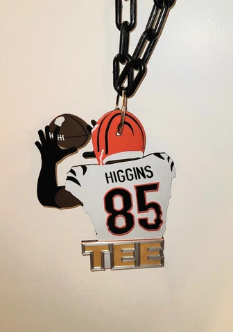 Cincinnati Bengals Tee Higgins replica necklace and chain  PICK YOUR CHAIN COLOR Cover